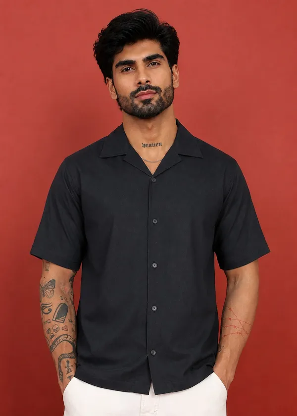 Black___Half_Sleeve_Casual_Shirt_for_Men