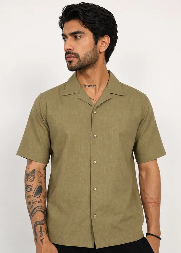Olive_Green_Half_Sleeve_Casual_Shirt_for_Men
