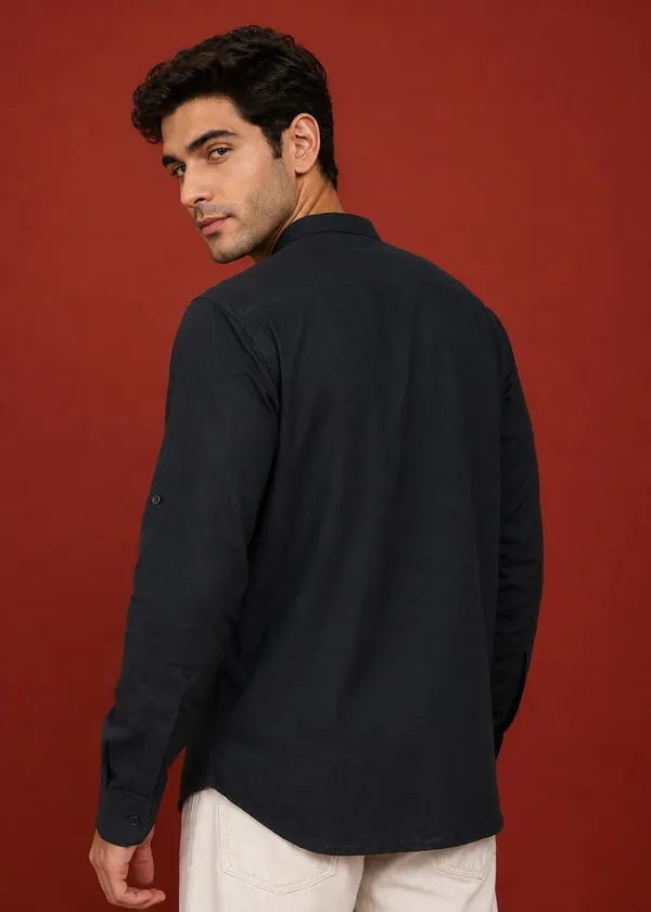 Black___Mandarin_Collar_Long_Sleeve_Kurta_for_Men