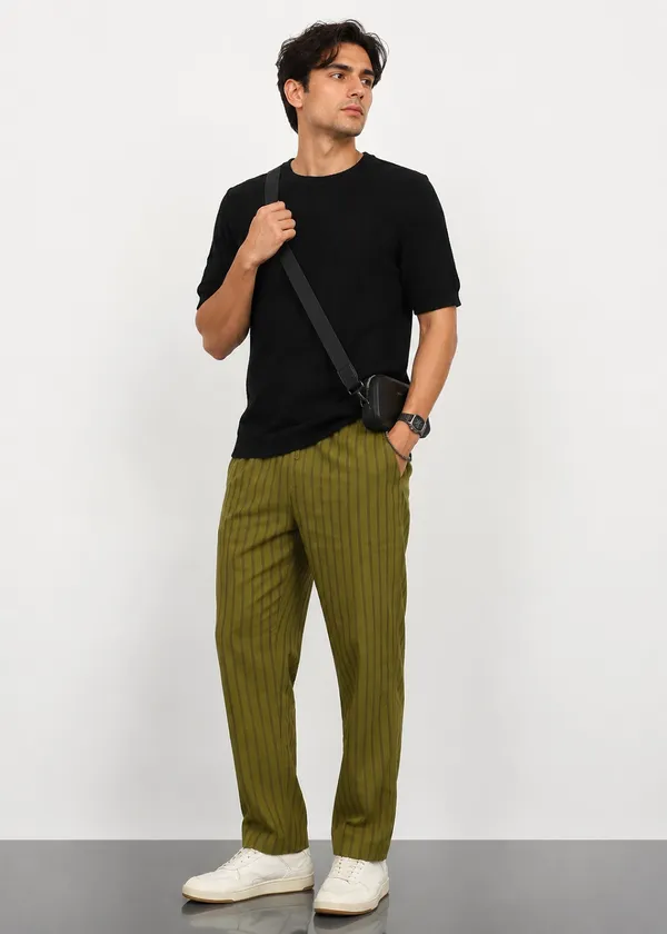 Olive_Green_Striped_Drawstring_Pants_for_Men