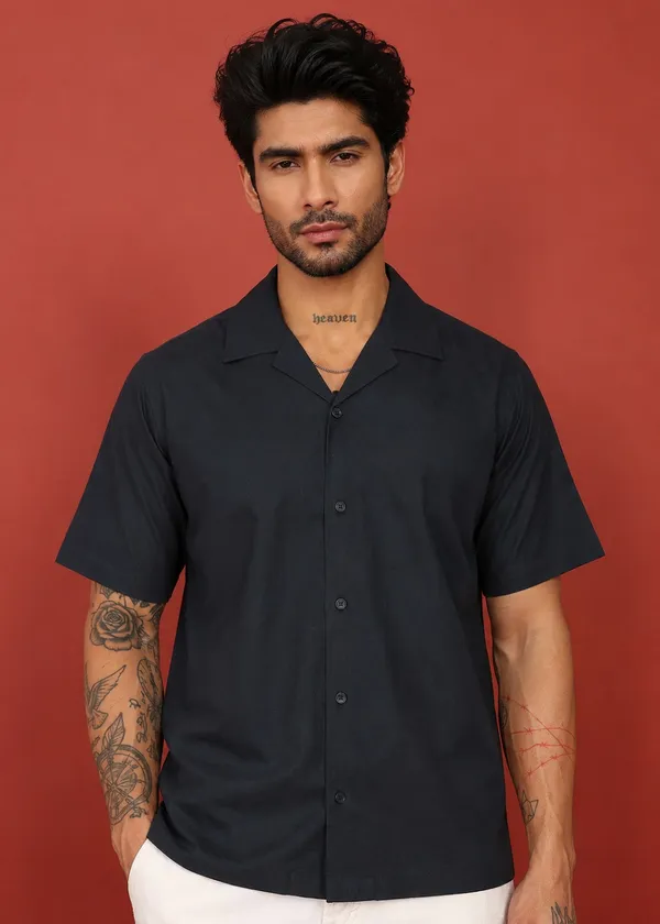 Black___Half_Sleeve_Casual_Shirt_for_Men