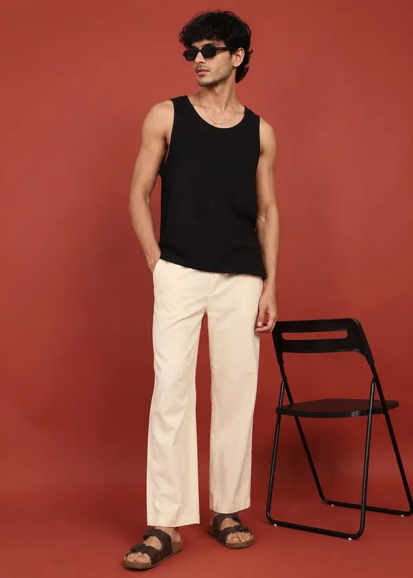 Cream_Relaxed_Fit_Drawstring_Trousers_for_Men