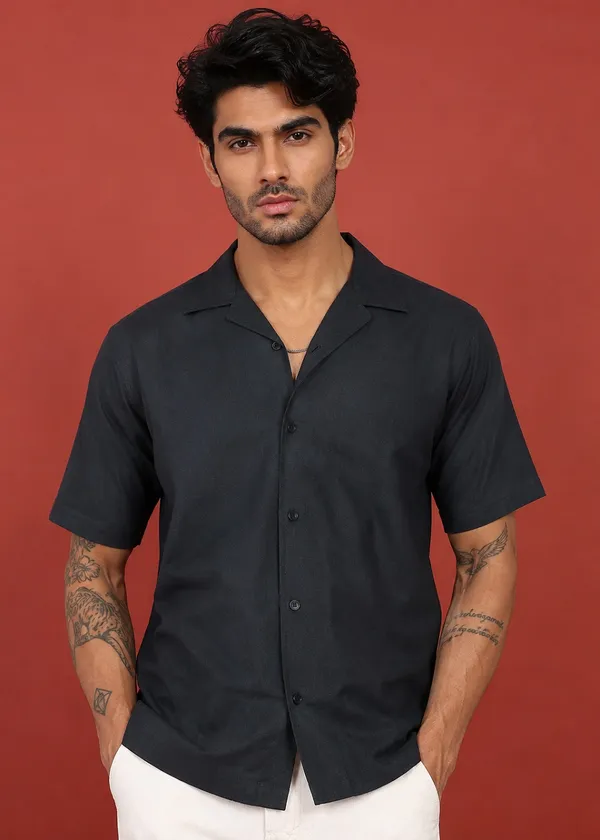 Black___Half_Sleeve_Casual_Shirt_for_Men