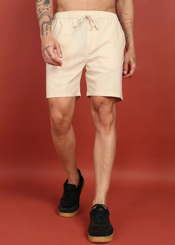 Cream_Casual_Drawstring_Shorts_for_Men