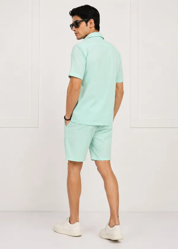 Mint_Green_Linen_Shirt_And_Shorts_Co-Ord_Set_For_Men