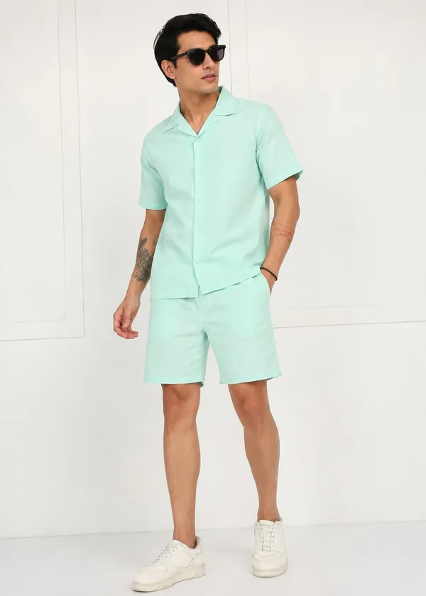Mint_Green_Linen_Shirt_And_Shorts_Co-Ord_Set_For_Men
