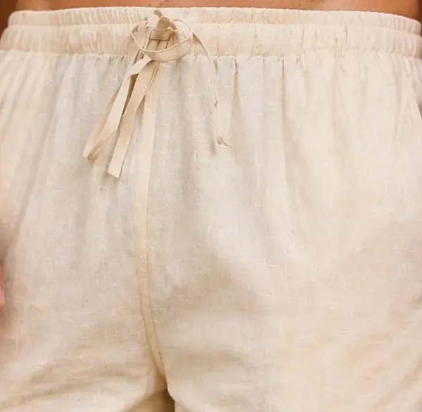 Cream___Drawstring_Straight_Fit_Pants_for_Men
