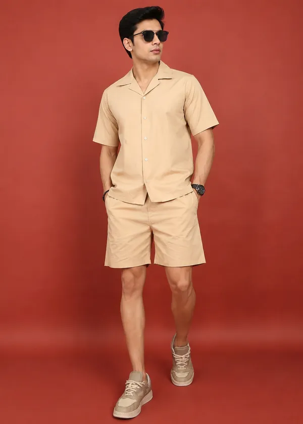 Beige___Short_Sleeve_Shirt_and_Shorts_Set_for_Men