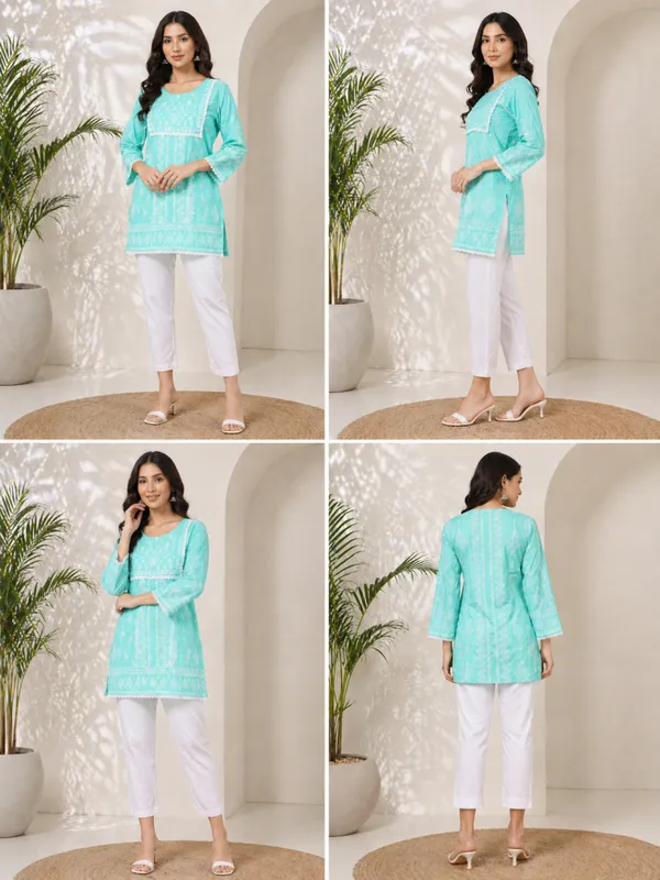 Sea_Green_Printed___Short_Kurti_for_Women