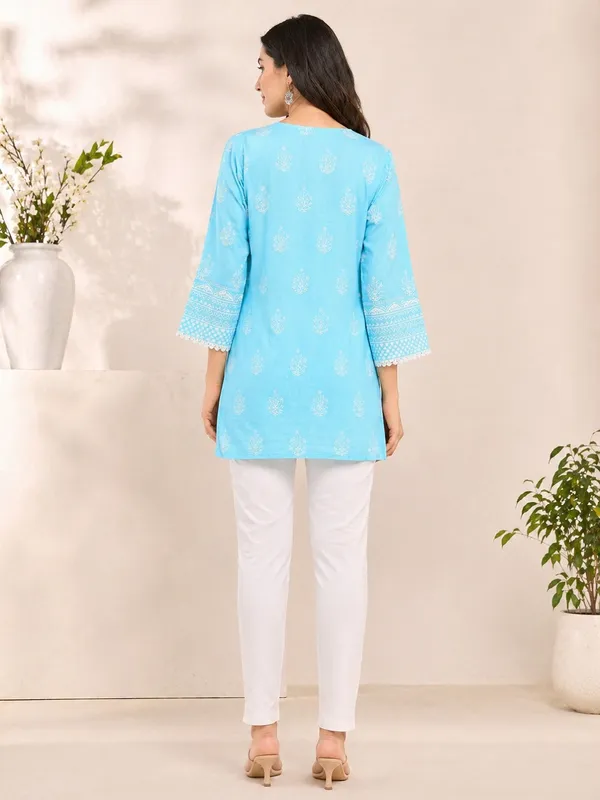 Sky_Blue_printed___Short_Kurti_for_Women