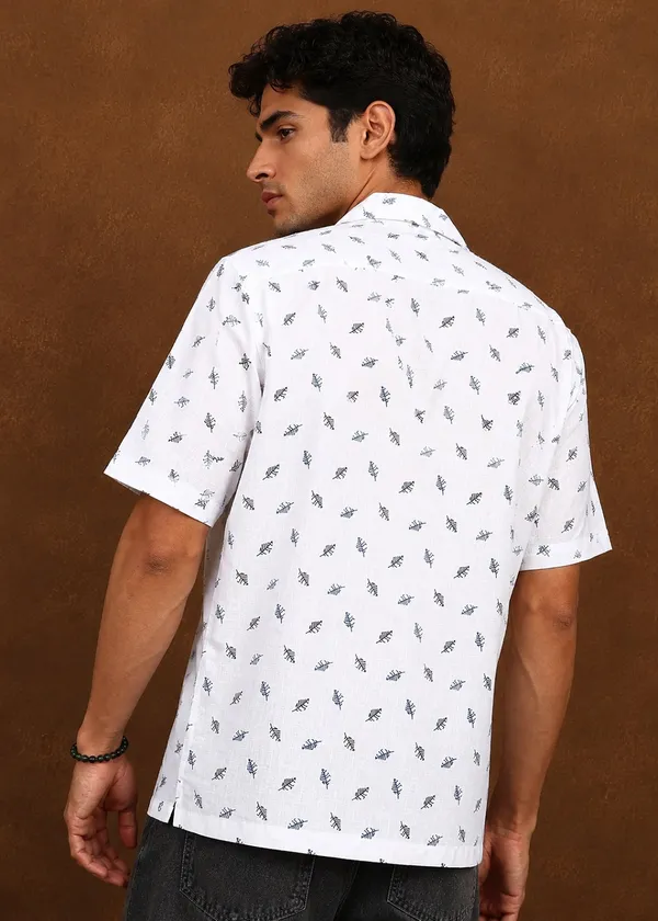 White_Leaf_Printed___Short_Sleeve_Casual_Shirt_for_Men