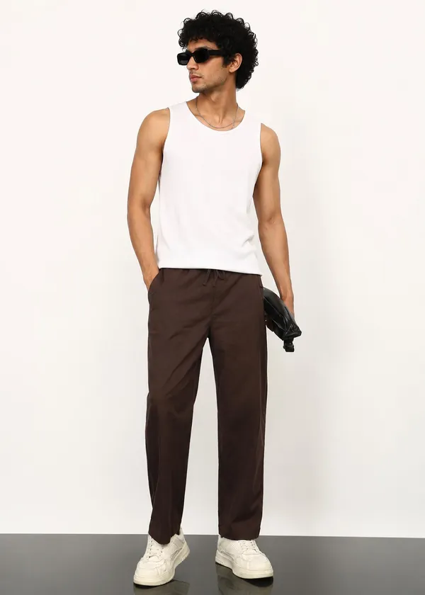 Brown_Relaxed_Fit_Drawstring_Trousers_for_Men