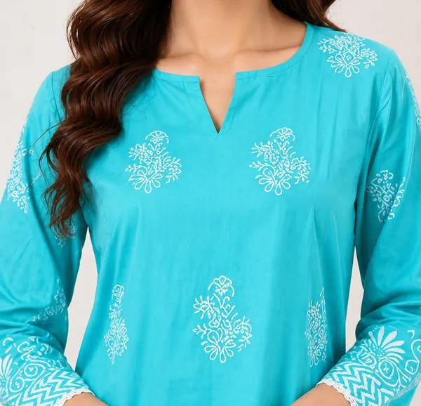 Sea_Green_printed_Short_Kurti_for_Women