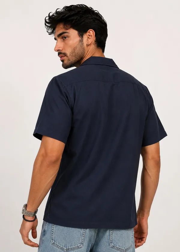 Navy_Blue_printed_Short_Sleeve_Shirt_for_Men