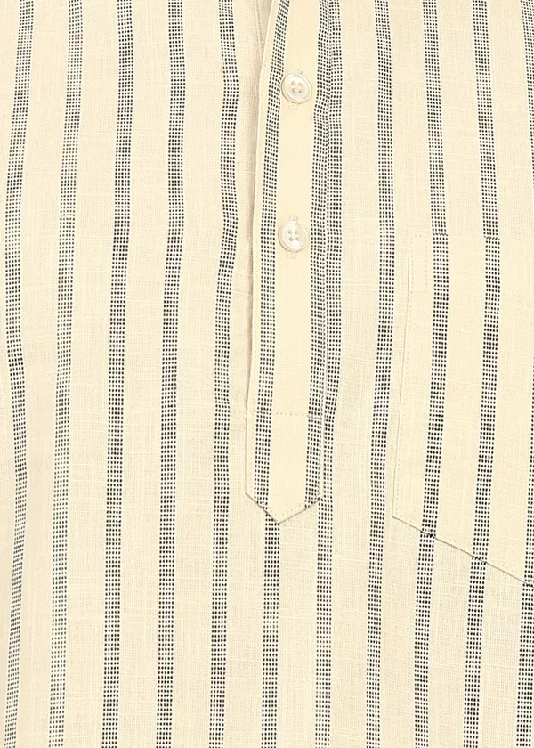 Beige_Black_Striped___Mandarin_Collar_Kurta_for_Men