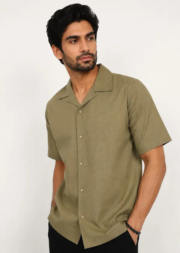 Olive_Green_Half_Sleeve_Casual_Shirt_for_Men