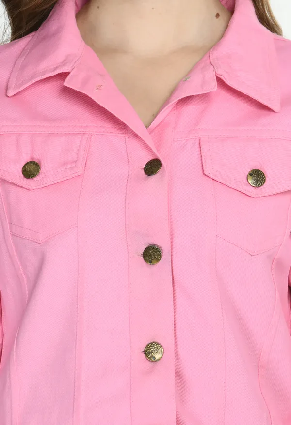Pink___Button_Front_Cropped_Jacket_for_Women