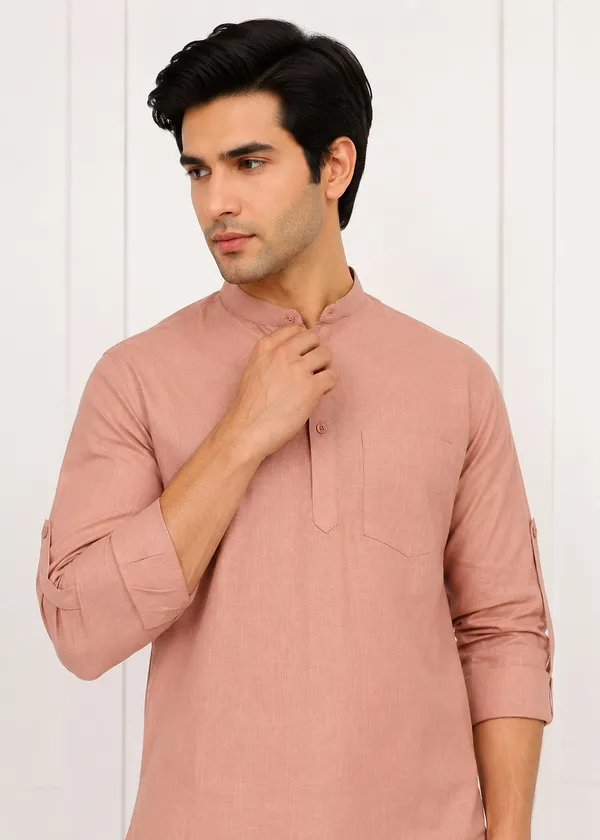 Peach___Kurta_Pajama_Set_for_Men