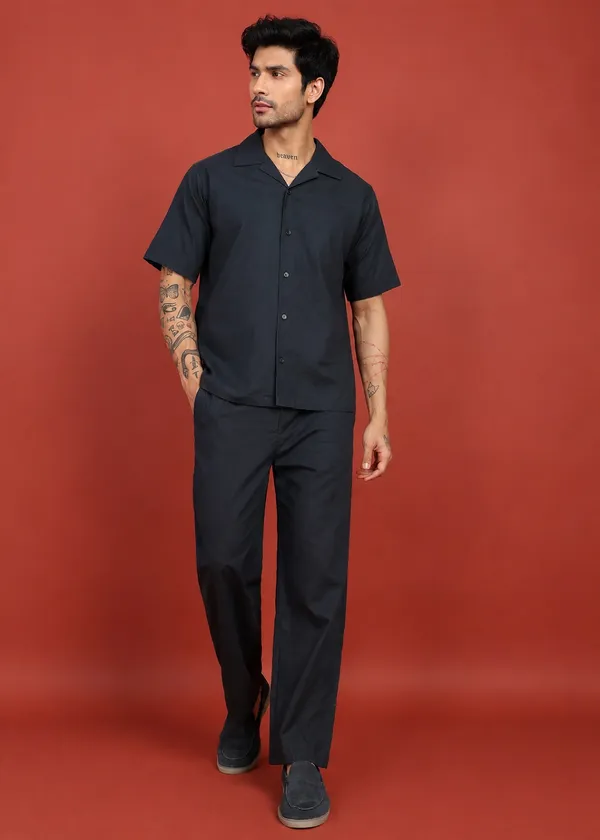 Black_Short_Sleeve_Shirt_And_Trouser_Co-Ord_Set_For_Men