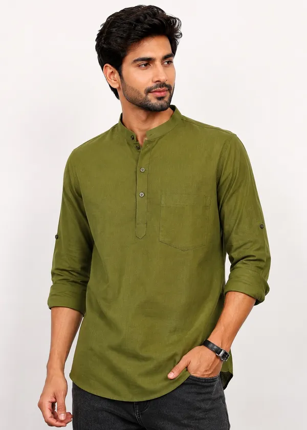 Olive_Green___Mandarin_Collar_Kurta_for_Men
