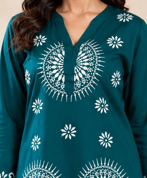 Bottle_Green_Printed___Short_Kurti_for_Women