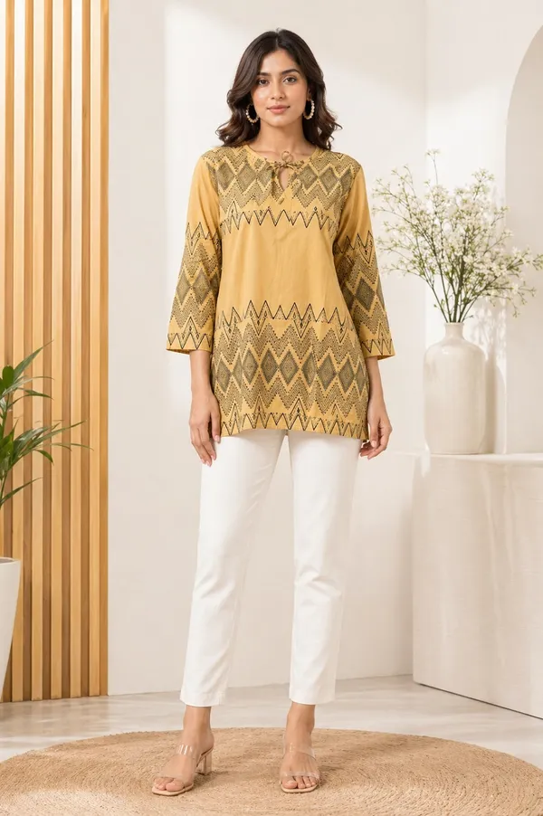 Beige_Printed_Short_Kurti_for_Women