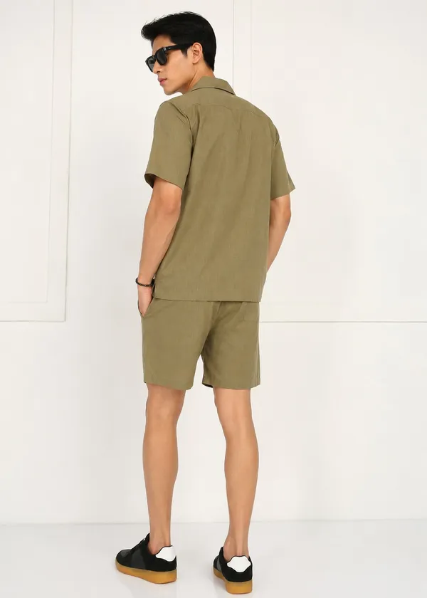 Olive_Green___Short_Sleeve_Shirt_and_Shorts_Set_for_Men