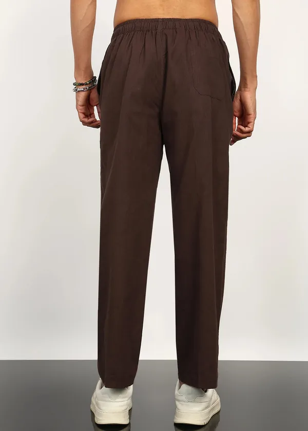 Brown_Relaxed_Fit_Drawstring_Trousers_for_Men