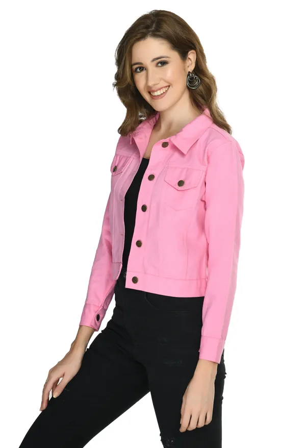 Pink___Button_Front_Cropped_Jacket_for_Women