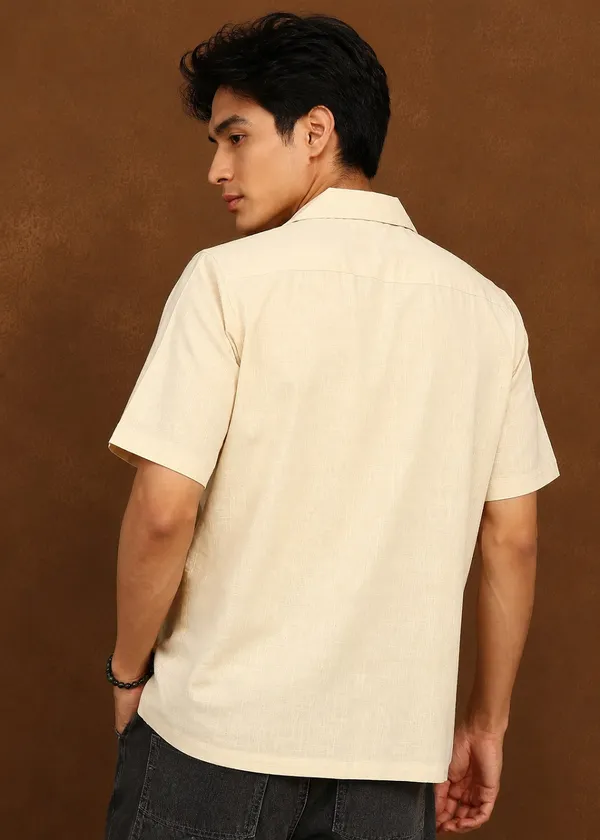 Beige_Linen_Short_Sleeve_Casual_Shirt_for_Men