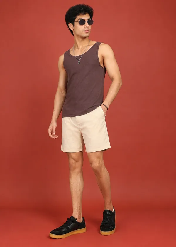 Cream_Casual_Drawstring_Shorts_for_Men
