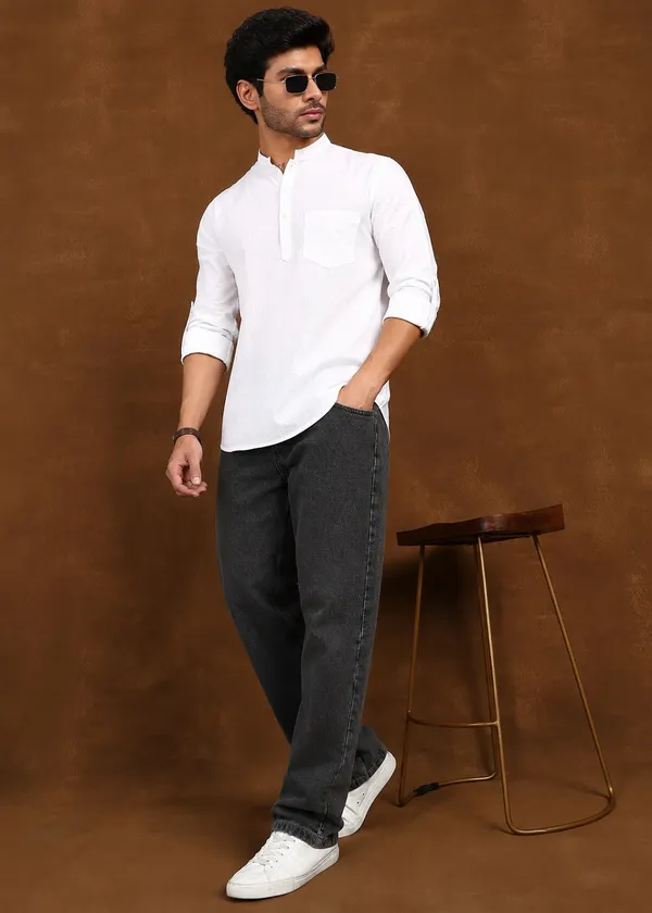 White___Mandarin_Collar_Long_Sleeve_Shirt_for_Men