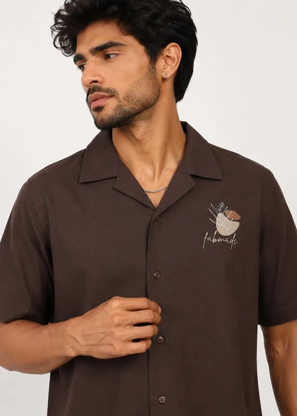 Brown_printed_Short_Sleeve_Shirt_for_Men