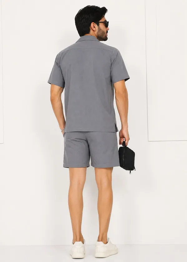 Grey___Matching_Shirt_And_Shorts_Set_For_Men