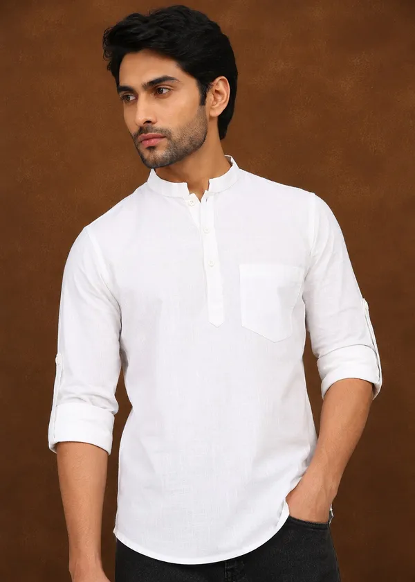 White___Mandarin_Collar_Long_Sleeve_Shirt_for_Men