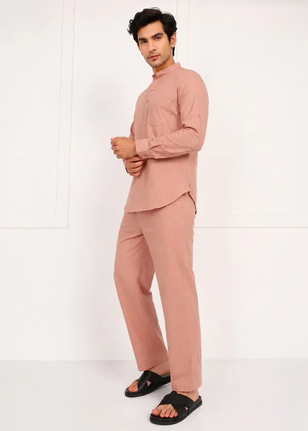 Peach___Kurta_Pajama_Set_for_Men