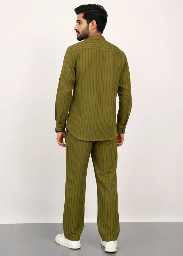 Olive_Green_Striped___Kurta_Pajama_Set_for_Men