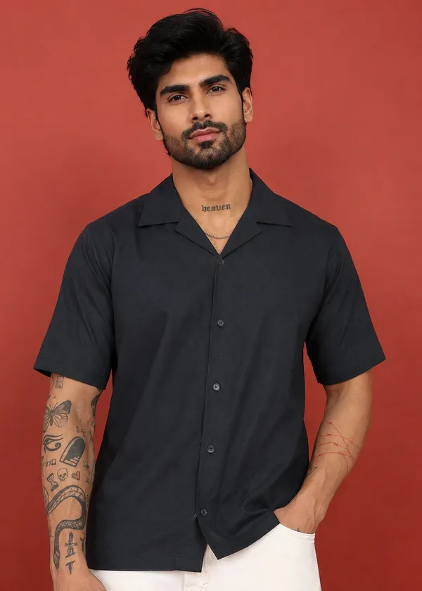 Black___Half_Sleeve_Casual_Shirt_for_Men