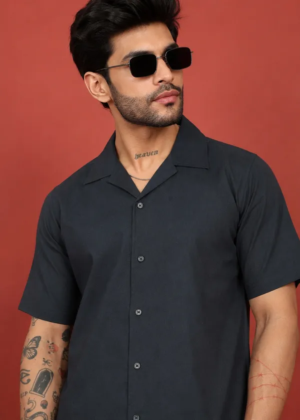 Black_Short_Sleeve_Shirt_And_Trouser_Co-Ord_Set_For_Men