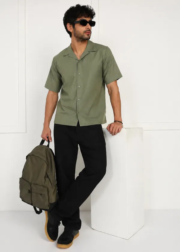 Olive_Green___Short_Sleeve_Resort_Collar_Shirt_for_Men