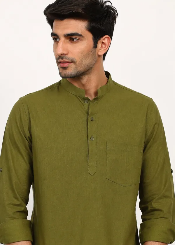 Olive_Green___Mandarin_Collar_Kurta_for_Men