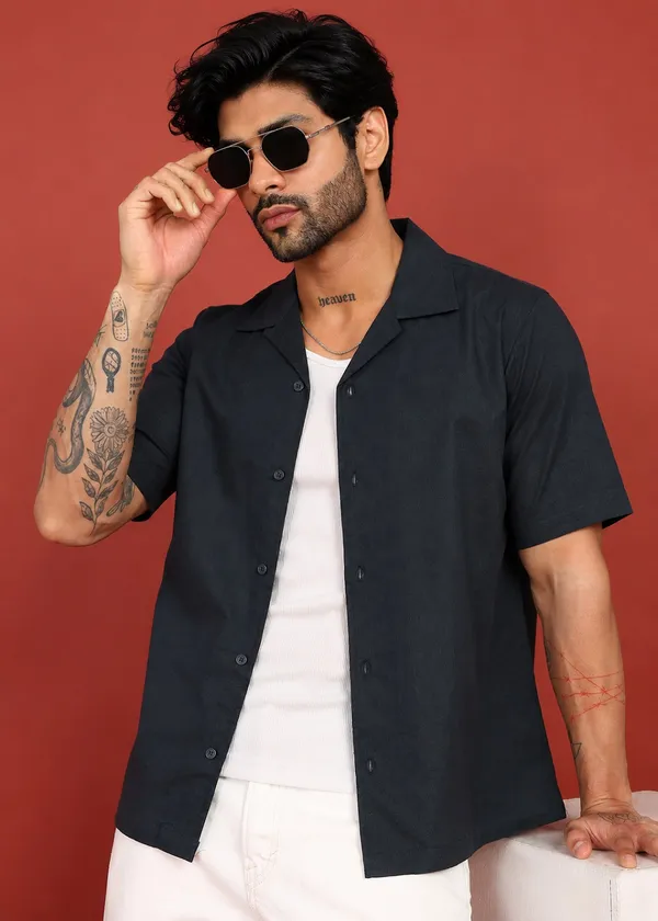 Black___Half_Sleeve_Casual_Shirt_for_Men