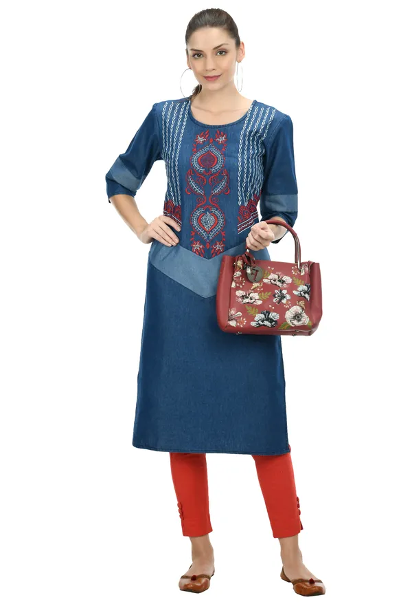 Blue___printed_A-Line_Kurti_for_Women