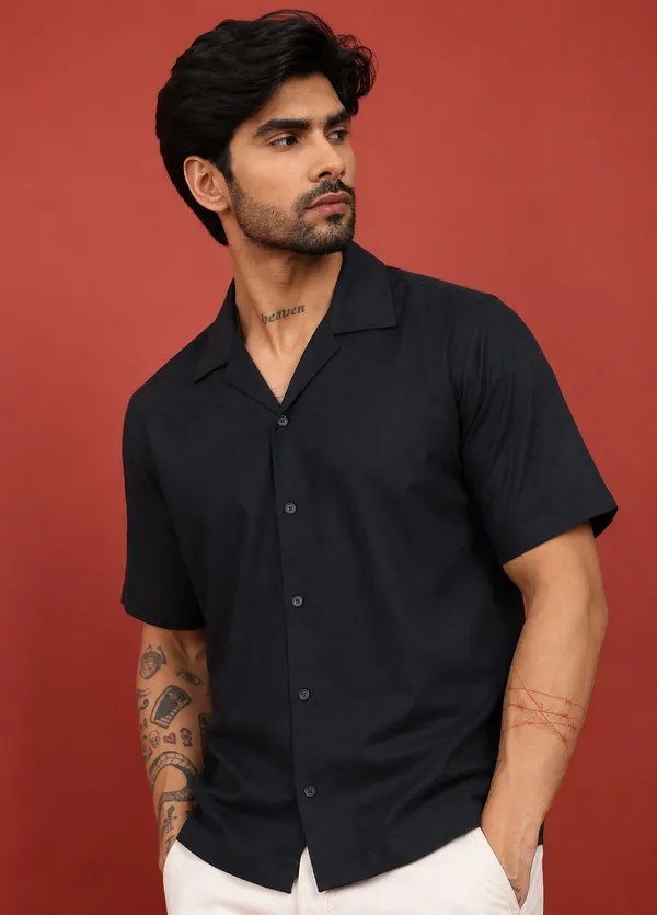 Black___Half_Sleeve_Casual_Shirt_for_Men