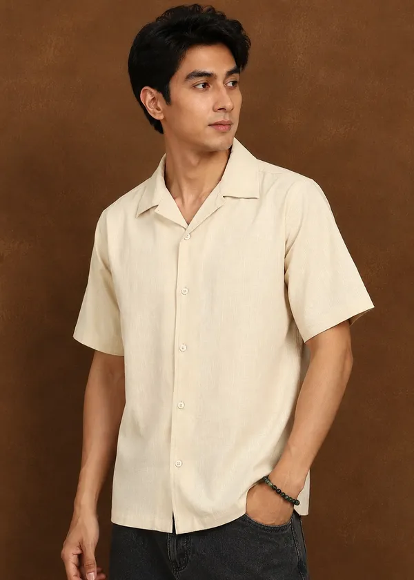 Beige_Linen_Short_Sleeve_Casual_Shirt_for_Men