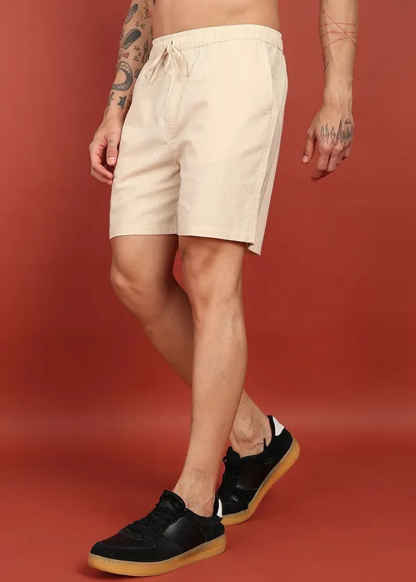 Cream_Casual_Drawstring_Shorts_for_Men