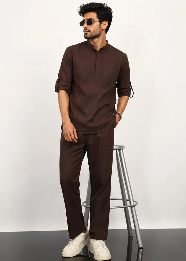 Brown_Short__Kurta_Co_ord__Set_for_Men