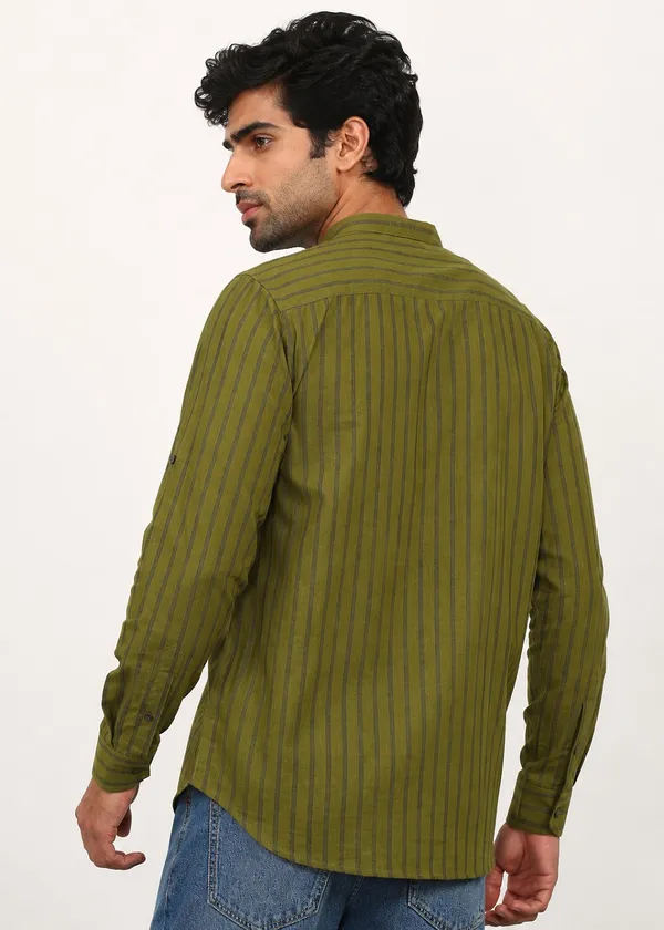 Olive_Green_Striped___Kurta_for_Men