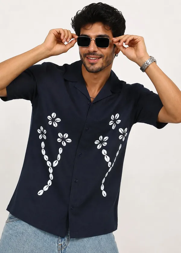 Navy_Blue_printed_Short_Sleeve_Shirt_for_Men