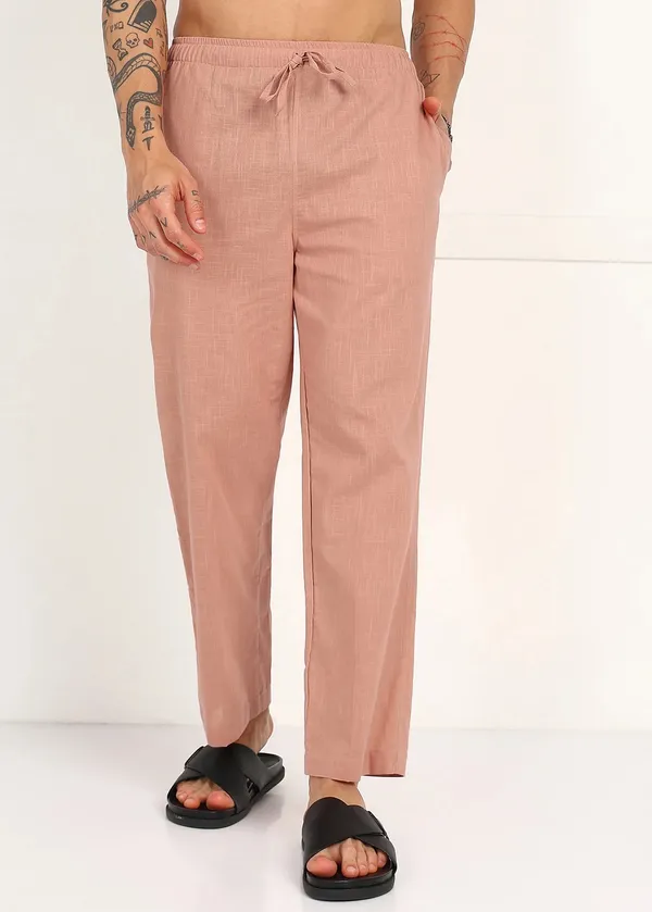 Pink_Linen_Relaxed_Fit_Drawstring_Pants_for_Men